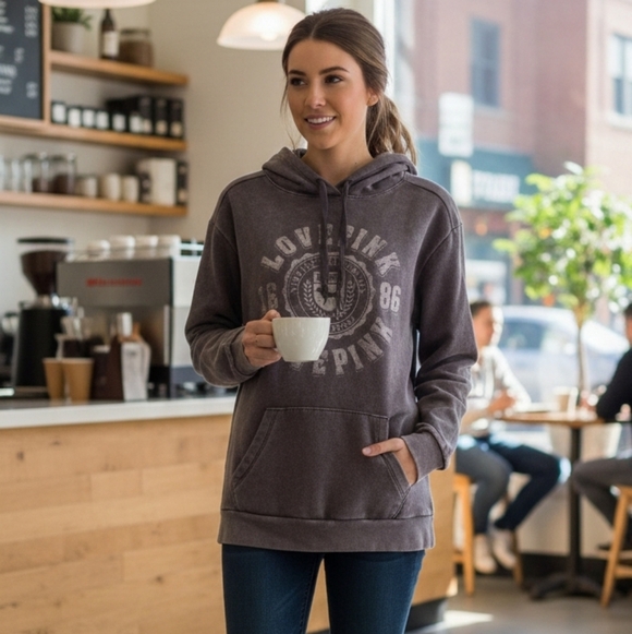PINK Victoria's Secret Sweaters - PINK Victoria's Secret Gray Hoodie